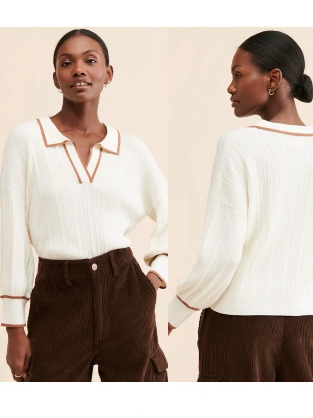 Sancia Teofila Collared knit sweater size S preppy